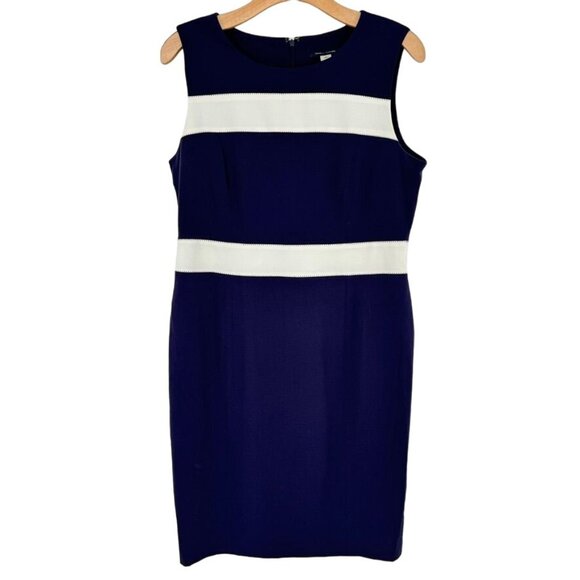 Tommy Hilfiger Women's Sleeveless Sheath Dress Navy White Stripe Size 12 - Picture 1 of 10